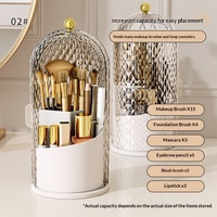 Boîte de rangement et organisateur de pinceaux de maquillage à 3 compartiments, support rotatif pour brosses à dents avec couvercle pour comptoir de salle de bain