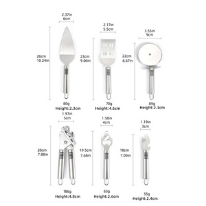 Juego de Utensilios de Cocina Mini de Acero Inoxidable, 6 Piezas, Herramientas Multifuncionales con Espátula para Pizza, Rodillo, Cuchillo, Abrebotellas - Product Image 3