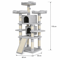 Arbre à chat multi-niveaux en sisal avec échelle et perchoir douillet pour chats multiples