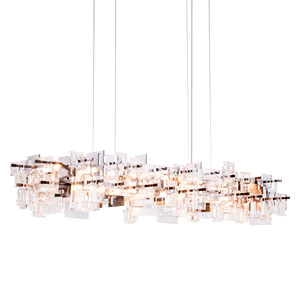 Lampu Gantung LED Linear Kaca Tebal Transparan Modern Elegan Amerika untuk Ruang Tamu Meja Makan Pulau Dapur - Product Image 4