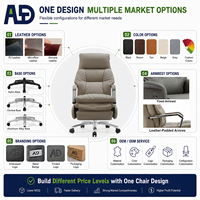 Chaise de bureau de direction de luxe Aston A-021 - Hauteur réglable et appui-tête fixe pivotant en cuir PU avec base chromée