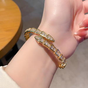 Pulsera de Diamantes con Diseño de Serpiente en Oro Rosa, Oro Blanco y Plata, Joyería para Mujer, Regalo, Origen Yiwu, Talla 5.2 3 - Product Image 3