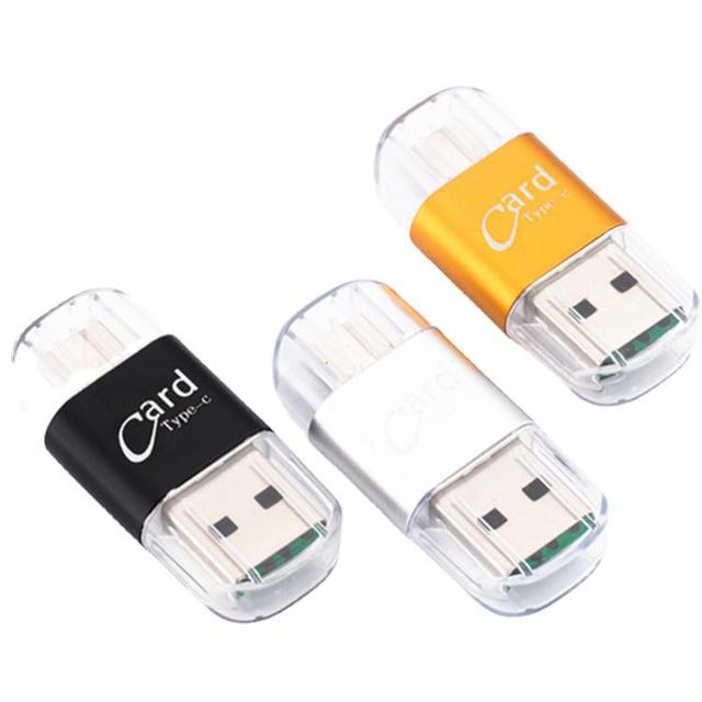 High-speed Aluminum Card Reader with USB and Type-C Interfaces OTG TF/CF Card Support Design