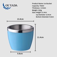 OUYADA 2.8L Ember Es Stainless Steel Merah Berdinding Ganda Terisolasi, Wadah Pendingin Anggur & Sampanye untuk Hotel & Bar, Logo Dapat Disesuaikan