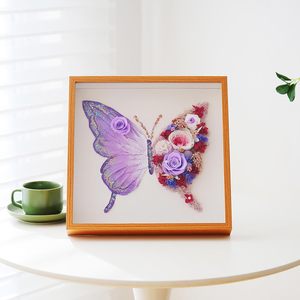 Caja <span class=keywords><strong>de</strong></span> Sombra con Rosa Real Preservada y Mariposa, 31*31cm, Arte Mural 3D Hecho a Mano con Flor Eterna, Único para Cumpleaños y Aniversarios, Morado - Product Image 4