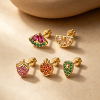 Pendientes Glowluxe con Forma de Fruta, Adornos Coloridos, Plata de Ley 925, Tono Dorado, Joyería Contemporánea y Divertida