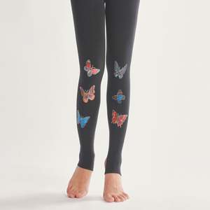 Motif papillon peint à la main avec <span class=keywords><strong>bas</strong></span> <span class=keywords><strong>de</strong></span> pieds en velours chaud en <span class=keywords><strong>nylon</strong></span> coton vidéos gratuites collants noirs - Product Image 2