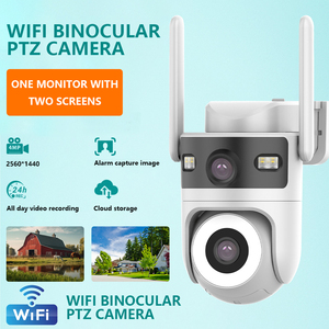 Giám sát nhà âm thanh 2 chiều 2 in1 <span class=keywords><strong>Camera</strong></span> an ninh Ống kính kép tự động theo dõi IP66 ngoài trời ánh sáng đèn flash báo động Wifi <span class=keywords><strong>Camera</strong></span> năng lượng mặt trời - Product Image 2