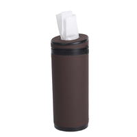 Boîte à mouchoirs cylindrique multifonction de luxe en cuir PU, porte-serviettes, boîte à mouchoirs pour voiture avec marteau de secours