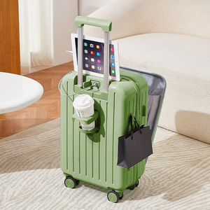 Bagage Multifonction à Ouverture Frontale avec <span class=keywords><strong>Compartiment</strong></span> Ordinateur, Bagage Cabine, Sacs de Voyage avec Porte-Gobelet, Chargeur USB et <span class=keywords><strong>Valise</strong></span> Chariot - Product Image 5