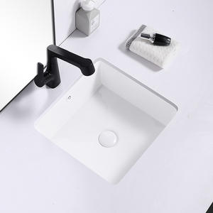 <span class=keywords><strong>Lavabo</strong></span> empotrado de cerámica cuadrado de gran capacidad, diseño bajo encimera de <span class=keywords><strong>fondo</strong></span> plano para lavado de cara en el hogar, <span class=keywords><strong>lavabo</strong></span> de baño - Product Image 1