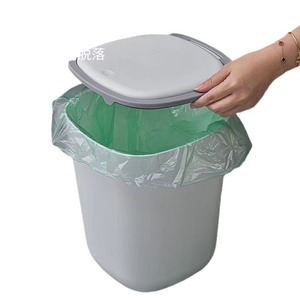 Cylindrical Plastic Waste Bin 90 Degree Open Lid Indoor Home Kitchen Living Room Bedroom Use - Product Image 2