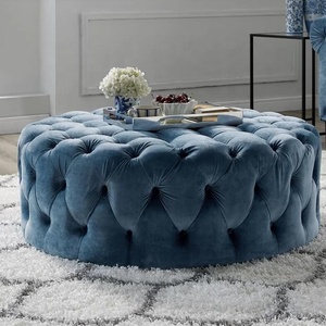 Hot Selling Modern Home Furniture Round <strong>Velvet</strong> Fabric Tufted Pouf Ottoman Stool <strong>Coffee</strong> <strong>Table</strong> - Product Image 2