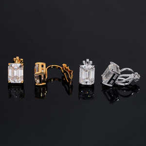 Pendientes de Clip <span class=keywords><strong>para</strong></span> Hombre Kaleido, Diseño Nuevo, Chapados en Oro, Plata de Ley 925, con Diamantes VVS, <span class=keywords><strong>Esmeralda</strong></span> y Moissanita - Product Image 2