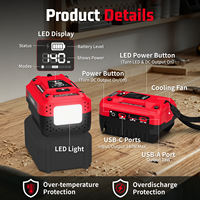 Cargador rápido USB-C para batería Craftsman de 20 V, fuente de alimentación portátil, adaptador USB-A