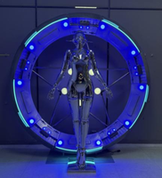 Statue de Robot Cyberpunk Chromé Lumineux à LED, Sculpture de Fille Mécanique, Grand Ornement Artistique au Sol pour Salon et Hôtel - Vente en Gros