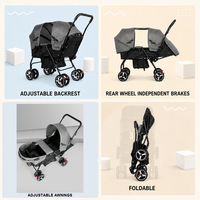 Poussettes pour bébés. Poussette double pour jumeaux avec dossier réglable, auvents, freins, pliable et compacte, vente en gros