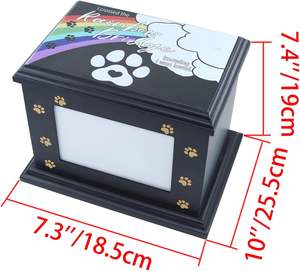 El yapımı masif çam ağacından evcil hayvan urnu, fotoğraf çerçevesi tarzı, köpek/kedi külleri için anma, cenaze, yakma hatırası, Çin malı. - Product Image 2