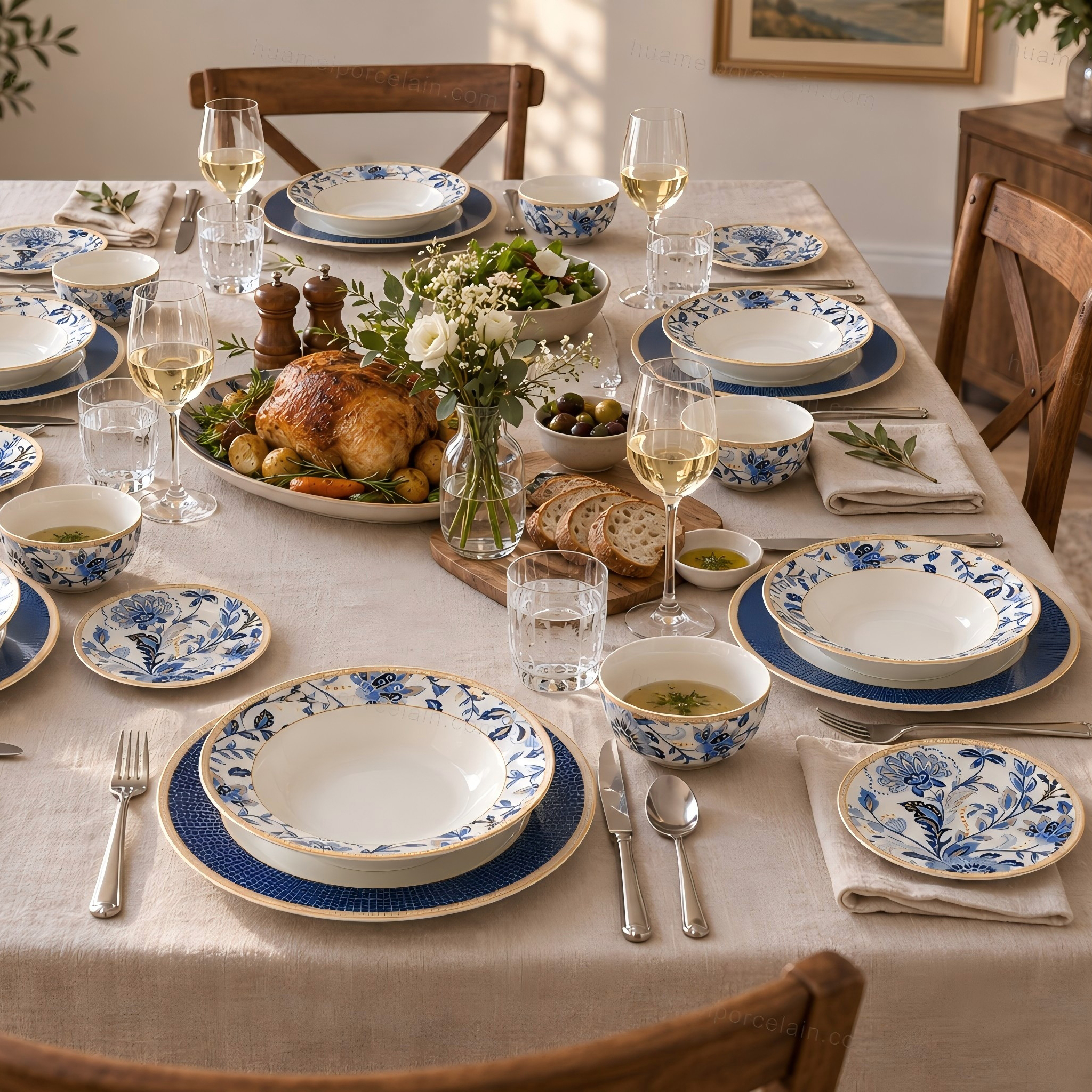 Custom Fine Bone China Luxury Crockery Tableware Plato Vajilla Assiette Porcelain Ceramic Plate Dinnerware Dinner Sets · image 6