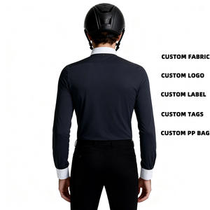 Camisas de Equitación para Hombre, Manga Larga, Cierre de Botones Frontales, Capa Base, Cuello Polo, Ropa para Entrenamiento al Aire Libre - Product Image 2