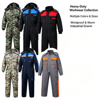 Overol de Trabajo Azul para Invierno, Chaqueta y Pantalones Térmicos Aislantes, Uniforme con Capucha Reflectante y Resistente al Viento para Clima Frío