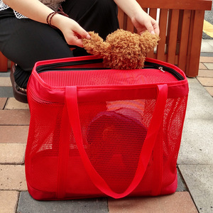 Mesh Breathable Pet <b>Backpack</b> Red Oxford Cloth 40cm X 18cm X 33cm For <b>Cats</b> And Dogs Under 10kg - Product Image 1