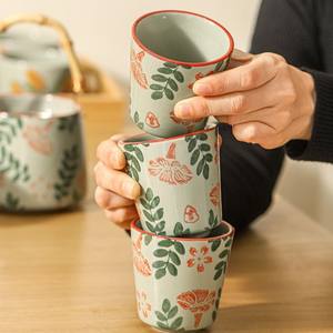 Théière en céramique rustique de style japonais, théière rétro avec tasses, carafe à eau froide domestique, ustensiles de préparation du thé en poterie brute - Product Image 5