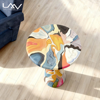 Table d'appoint ronde de luxe de style designer pour salon de villa, table d'angle de canapé en bois coloré pour chambre d'hôtel, mobilier