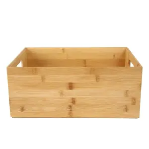 Bamboo Storage Box Bamboo Medium Bin Storage Organizer Drawer Organizer Crate Boxes With Handles