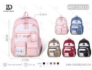 Zaino per bambini da 15 pollici, tinta unita, tasca frontale, per uso scolastico, materiale in poliestere unisex - Product Image 1