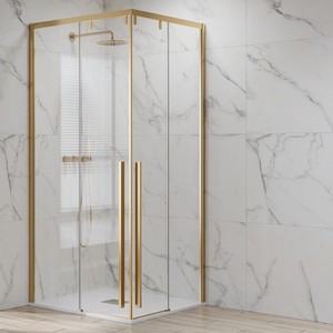 Kamalu KSA1000G moderna cabina doccia 70x120 satinato oro doppio scorrevole 8mm vetro rettangolo cornice rettangolo ABS alluminio - Product Image 6