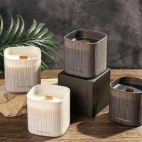 Bougie parfumée carrée en céramique avec mèche en bois, cire de soja naturelle, huile essentielle, cadeau de mariage pour décoration - Grande Vente