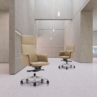 Chaise de direction ergonomique moderne à dossier mi-haut, pivotante, réglable en hauteur, en cuir PU, élégante, pour gestionnaires, personnel, réception, salle de réunion