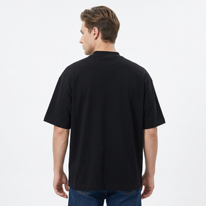 Custom 3D Puff Screen Printed Heavyweight <b>T</b> <b>Shirt</b> 300gsm Cotton Oversized Boxy High Collar Blank Tee for Men - Product Image 3
