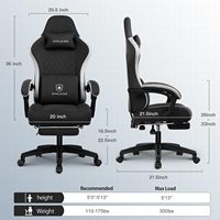 Chaise de jeu traditionnelle haut de gamme et confortable en cuir PU avec hauteur réglable, fonctions pivotantes et inclinables, base en nylon