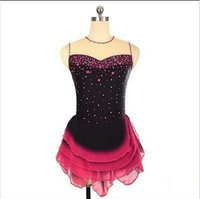 Robe de patinage artistique pour enfants et filles robe de justaucorps de danse de ballet robe florale en dentelle robe noire et rouge CA