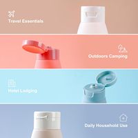 Bouteilles de voyage portables de 60 ml, flacons de lotion transparents en PE, anti-fuite, rechargeables, avec bouchons à clapet, pochette de transport, articles de toilette