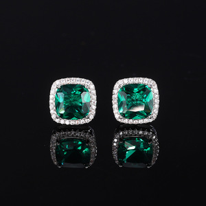 2026 new Best Seller jewelry copper gold-plated retro simulation emerald fat square simple wind suit female 8*8 - Product Image 6