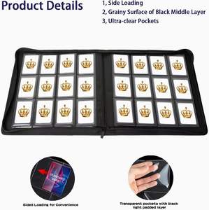 Carpeta de Gran Capacidad para Tarjetas Coleccionables, con 12 Bolsillos, Álbum de Cuero PU Negro Personalizado con Cierre - Product Image 6