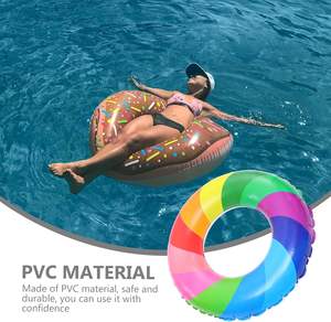 MAKE WAVES Rainbow Color Inflatable <b>Swimming</b> <b>Ring</b> Adult Thickened PVC Pool Float EU & USA Standards Playful - Product Image 3