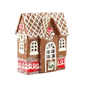 Wholesale Polymer Clay Christmas Gingerbread House With Lights Table Decoration LED Colorful Christmas House Party Decoration
