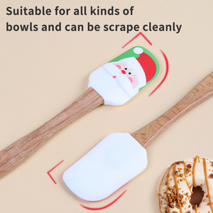 Gran oferta, espátula de mezcla para hornear de silicona navideña con patrones personalizados, mango de madera para masa - Product Image 4