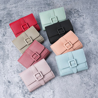 Portefeuille court portable en PU tendance pour femme BESTELLA, petit porte-monnaie décontracté coréen simple pour étudiante, en polyester, vente en gros