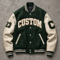 Veste universitaire personnalisée en mélange de laine pour homme, manches en cuir PU, patch en chenille, manteau Letterman, OEM ODM, logo personnalisé, vente en gros