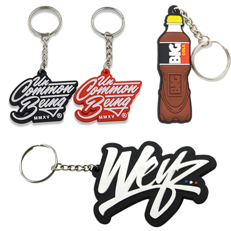 Personalized logo 2D rubber gift keychain