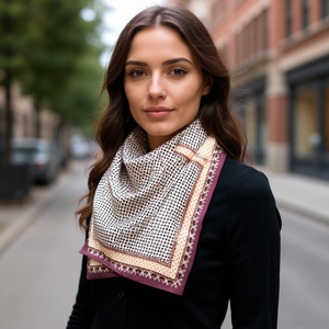 Foulard Quadrato 70x70Cm con Motivo a Puntini e Lettere, Piccolo Fazzoletto Accessorio di Moda - Product Image 3