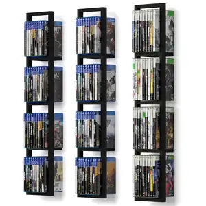काले अस्थायी अलमारियों के लिए दीवार, 34 इंच वीडियो गेम सीडी डीवीडी भंडारण अलमारियों, घन भंडारण आयोजक शेल्फ 3 के सेट
