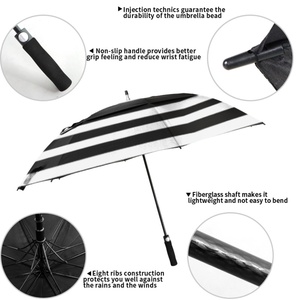 Double Canopy Vented Design Black Fiberglass 8 Ribs Non-Slip Handle Windproof Large Size Golf <b>Umbrella</b> Auto Open Button - Product Image 2