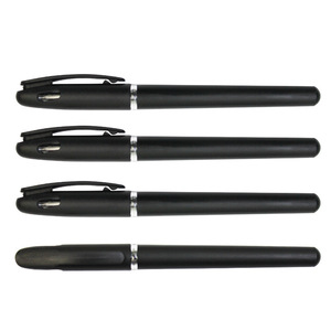 Hot Style Matte Black Gel Ink <b>Pens</b> <b>Silver</b> Metal Ring Accent Quick Drying Ink For Middle School Daily Homework Writing - Product Image 3