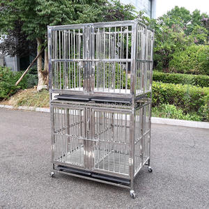 Cage pour chien en acier inoxydable à deux étages de qualité supérieure OSCAT pour les caisses résistantes aux salons de toilettage pour animaux de compagnie - Product Image 2